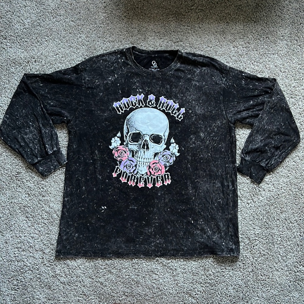 Organic Generation Skull Acid Wash Long Sleeve T-Shirt